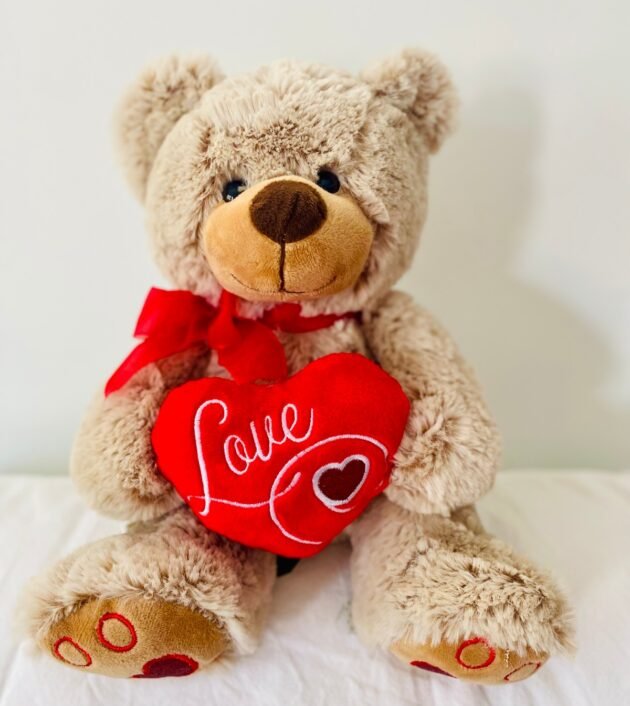 Beige Bear with Heart (26cm)