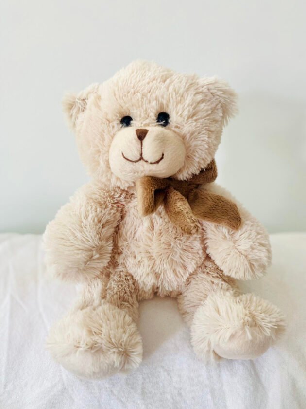 Beige Bear with Brown Bow